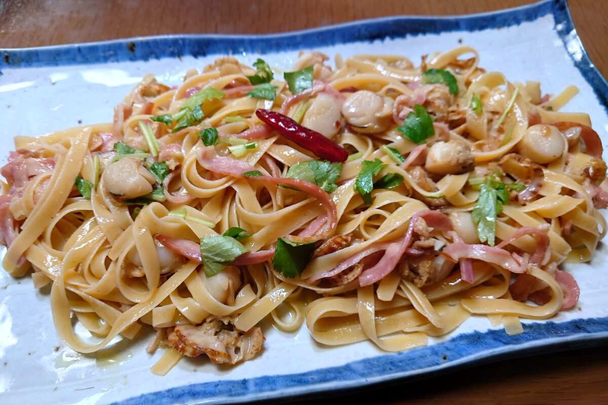 🥓🍝Fettuccine with scallops and baconホタテとベーコンのフェトチーネ maxmax cooking recipe